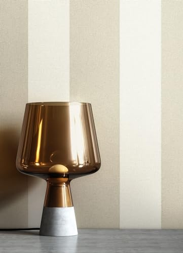 NEWROOM Papier peint Beige Bandes Intissé - Rayures Taupe Crème Ligne Textile Maison de Campagne