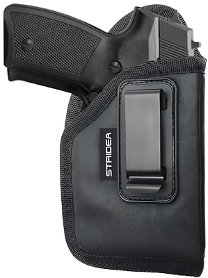 Universal IWB Gun Holster with Laser/Light - Metal Clip - Fits Most Compact & SUBCOMPACT Pistols Like Glock, Taurus, Canik, Beretta, Sig Sauer, Springfield, Ruger - Eco Leather Concealed Carry