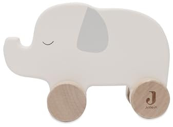 Jollein Holzspielzeug - Elefant auf Rädern - Ab 6 Monaten - 100% FSC Zertifiziert