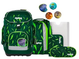 ergobag Maxi Set Set 6-teilig, ergonomischer Schulrucksack, Schulranzen, Grundschule, ideal für große Kinder ab der 1. Klasse