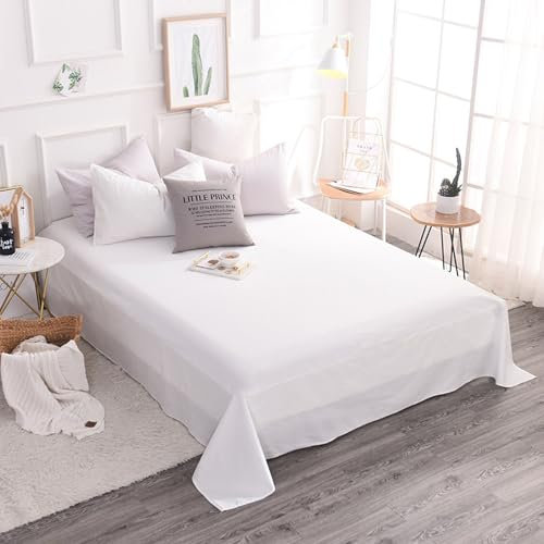 JIANINGHOME Bettlaken ohne Gummizug 245x250cm,Weiches und pflegeleichtes Betttuch aus Baumwolle ohne Gummizug