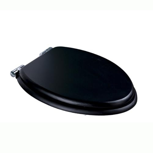 V Shap Wooden Toilet Seat, Wood Toilet Seats, Quiet Close, Quick Release, Easy to Install(Black)