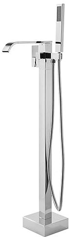 Robinet de Baignoire Autoportant Cascade à Trou Unique, 2 Modes, Robinets de Baignoire Autoportants, Raccords de Baignoire Rotatifs à 360 °, Chrome