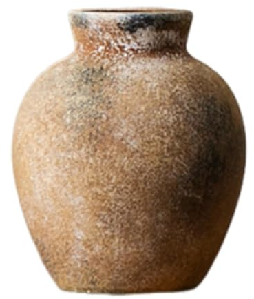 Fenteer Jarrón de cerámica rústica, Soporte de Flores, jarrón de Flores de Granja para Plantas de Interior, Rusty 12.7x12.7x15cm