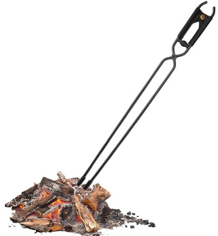 Uhngw Pinzas de fuego para hoguera, pinzas de metal para agarrar troncos | Pinzas de troncos resistentes para moverse de forma segura, accesorios portátiles para uso en interiores y exteriores