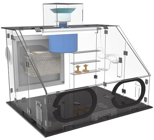 Cabine de pulvérisation hermétique transparente avec ventilateur d'échappement et lumière LED pour peinture artisanale, kit d'aérographe