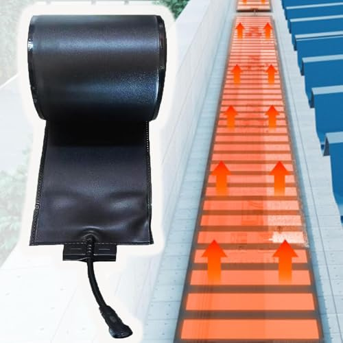 Alfombrillas de calefacción para derretir nieve y hielo para techo y canalones, kit de deshielo de 50 °C, cinta térmica para presa, material flexible de PVC (12 x 180 cm)