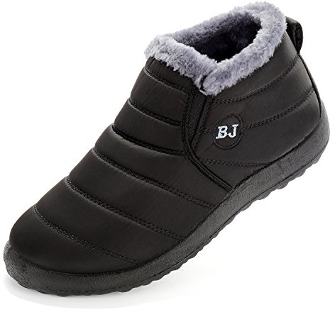 VYKF Womens Snow Boots Winter Warm Booties Fur Lined Anti-Slip Ankle Boots Outdoor Slip On Waterproof Booties Comfortable Warm Shoes Black Size 9