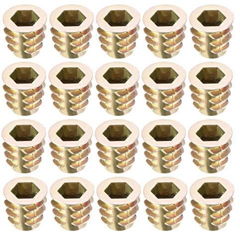 sourcing map Écrous Fileté Insert Vis Zinc Alliage Hex Prise M6 Filetage Interne 10mm Long Pour Meuble Bois 20pc