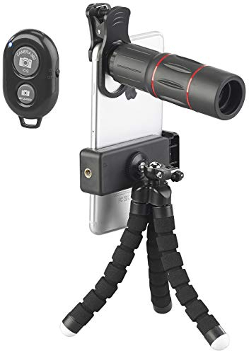 Somikon Vorsatzlinse Handy: 11-teiliges Smartphone-Vorsatz-Linsen-Set mit Stativ und Fernauslöser (Monokular, Objektive, Handyhalterung)