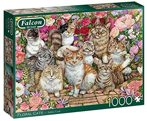 Jumbo, Falcon de luxe - Floral Cats, Jigsaw Puzzles for Adults, 1,000 Piece, 68 x 49 x 1 centimetres