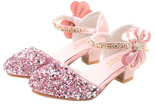 YOSICIL Scarpe con Tacco Ragazza Sandali Flamenco Scarpe da Principessa Eleganti Festa Ballo da Sala Tango Bowknot Scarpe da Sposa Feste Halloween Festa di Natale,rosa2,36EU