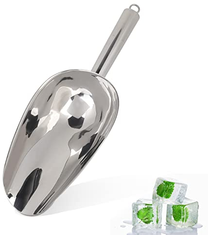 palas para hielo de acero inoxidable, irrompible Pala de Comida, Pala multifuncional de acero inoxidable, Cuchara de Café en Grano de Acero Inoxidable, pala de harina para comida de mascotas(18OZ)