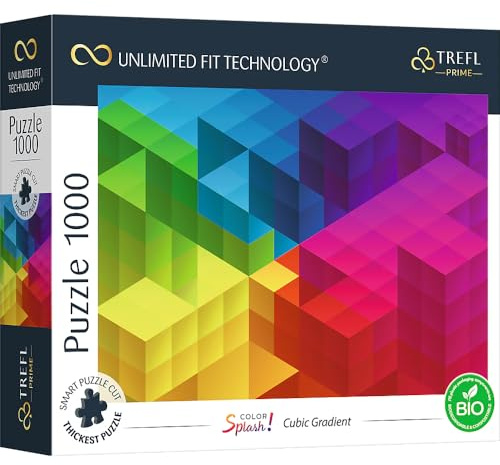 Trefl 10700 1000 Elements, Thickest Cardboard, Organic, Colourful Gradient, Colours, Rainbow Puzzle, Entertainment for Adults and Children from 12 Years, Puzzle Colour Splash: Cubic Gradient