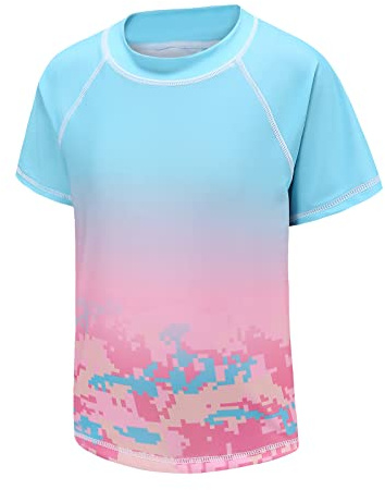 Aisyee Girls Rash Vest Kids Swim Top Girls Swimming Costume Age 5-16 Years | long sleeve UPF 50+ swim shirt, quick-dry, soft & stretchy, comfortable, durable, ideal for surf, swimming, beach,holidays