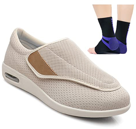 Aocase Zapatos para diabéticos para Pies Hinchados Zapatos Obesos para Hombres Mujere Zapatos Ortopédicos Respirable para Ancianos Zapatos Preventivos de Salud Extra Anchos,Beige,40 EU