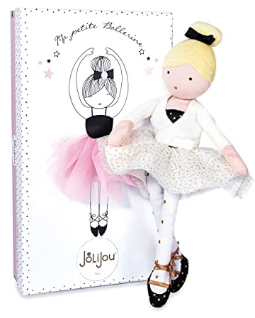 Jolijou - Ma Petite Ballerine - Poupée en Tissu Danseuse - Anais - Boite Cadeau - 35 Cm - Justaucorps, Tutu, Chausons de Danse, Noeud - Idée Cadeau de Naissance Fille - JJ6035