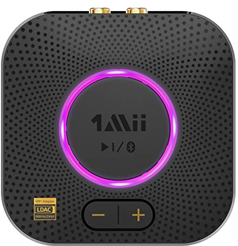 1Mii B06S+ LDAC Recepteur Bluetooth 5.2 pour la Musique Haute Résolution Stéréo à Domicile, Adaptateur Audio sans Fil Hi-FI avec aptX HD/Faible Latence, Recepteur de Contrôle du Volume Longue Portée