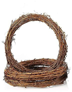3 PCS 7.84 Inch Natural Rattan Ring Wreathes Vine Branch Wreath Rattan Wreath Garland Decoration for DIY Festivals Decorations, Wreath Craft and Wedding Decors