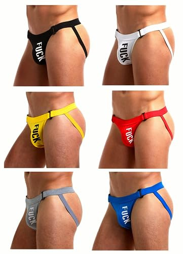 Alienjoy Jockstrap stringtrosa för män sexiga underkläder män trosor stringtrosa bomull låg midja G-string sport jockstrap kalsonger, Flerfärgad (6-pack), M