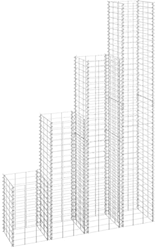Camerina Gabionen-Hochbeete 4 STK. 30x30x50/100/150/200 cm Gabionen Zaun Gabionen Hochbeet Gabione Hochbeet Balkon Gabionengitter Eisen
