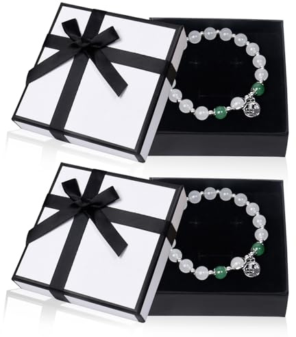 Nideen 2 Stück Geschenkbox Schmuck, 9× 9× 3cm für Armband Halsketten, Schmuckschatulle Mit Deckel, Klein für Ringe und Ohrringe (Weiß)