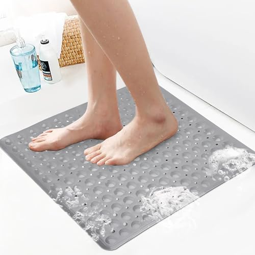 RISVOWO Duschmatte rutschfest 53x53cm, Antirutschmatte Dusche in Premium-Qualität, PVC Shower Mat Non Slip mit Saugnäpfen, antibakteriell & maschinenwaschbar