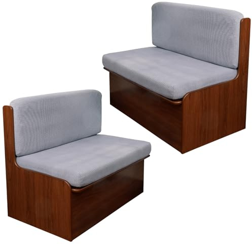 CRFATOP 2 Set RV Dinette Cushion Covers Jacquard Camper Cushion Slipcover Stretch 2 Seat Sofa Chair Cover Furniture Protector for RV Camper Car Bench 2 Backrest Covers & 2 Bench Covers,Light Grey