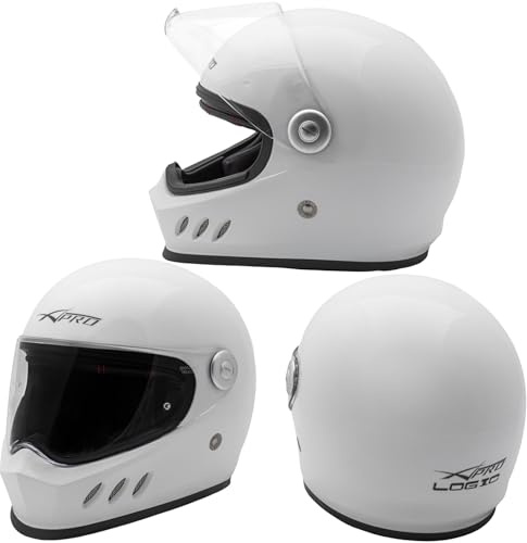 A-Pro Casco Integrale Moto Professionale Visierino Anti Graffio Touring Bianco XS