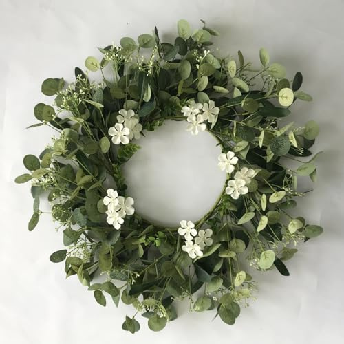 Corona pasquale primaverile con corona di fiori, decorazione da tavolo, ghirlanda di rami, ghirlanda naturale utilizzabile come ghirlanda per porta, elegante decorazione pasquale (foglia di denaro, 30