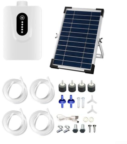 Aireador solar, aireador solar de 6 W 6V para estanque con batería de 6000 MAh Funcionamiento silencioso Suministro de oxígeno continuo para piscina acuario