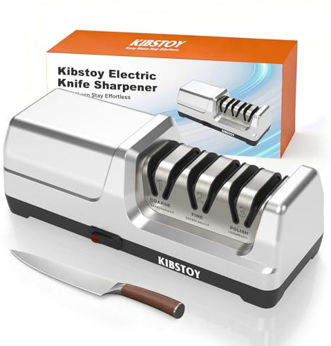 Knife Sharpener Electric – Professional 3-Stage 100% Diamond Sharpening System with 20° Precision Angle, Fast Blade Restoration, Polishing, Repair & Edge Refining for Kitchen & Outdoor Knives