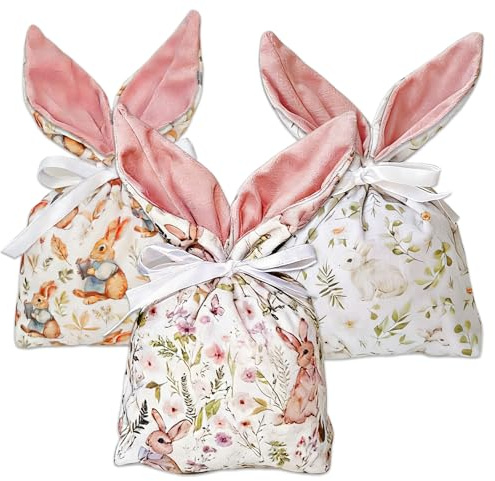 Sacchetti Regalo Pasquali, 23cm X 15cm Borsa Coniglietto Pasquale in Velluto, Sacchetti di Pasqua da Riempire in Velluto, con Orecchie e Modello di Coniglio, per Bambini, Caramelle, Gioielli, Uovo