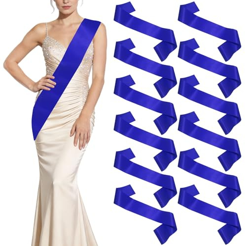 ZOCONE 12 Piezas Bandas Azul para Fiesta Banda Cumpleaños de Saten Fajas Despedida Soltera Bandas Graduacion Pack DIY para Boda Cumpleaños Fiesta Graduacion Hombres y Mujer