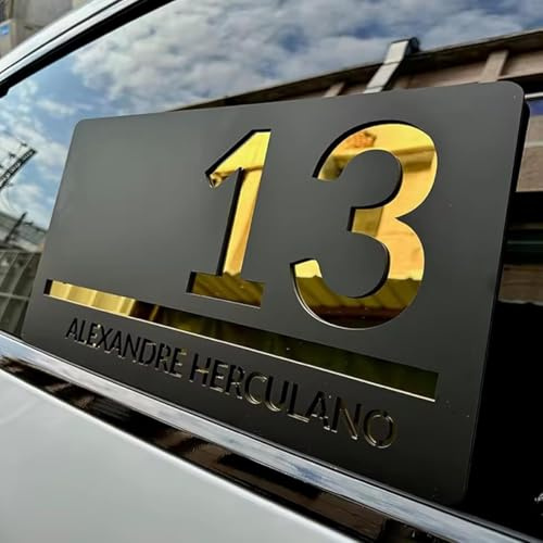 Letrero De Número Casa Tallado En Acrílico Personalizado Nombre De Calle: Placa De Dirección Moderna 2 Capas, Placas De Números De Letras 3D Con Nombre For Exteriores Decoración Del Hogar