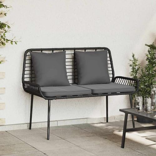 Mengtu Garden Bench, Outdoor Seating Set with Removable Cushions, 109 x 63 x 83 cm, Poly Rattan and Powder-Coated Steel Frame, for Group Garden Gatherings and Leisure Activities