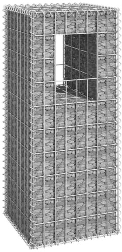 Sophrelle Cesta Poste de gaviones de Hierro 40x40x100 cm Plateado,151260