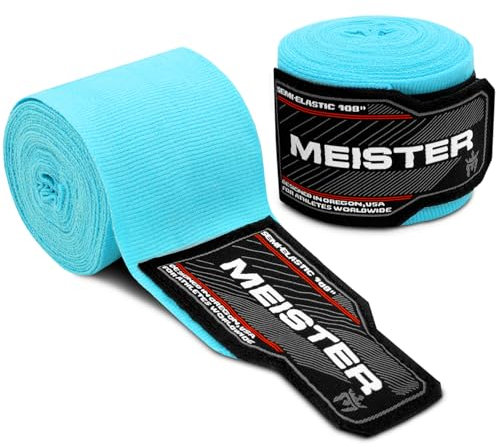 Meister Junior 108 (274 cm) Semi-Elastische Handbandagen für MMA & Boxen (Paar) - Türkis