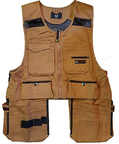 Tiger Trends Men Work Vest Pockets Utility Vest Tool Pockets Pro (XXX-Large, Brown Duck)