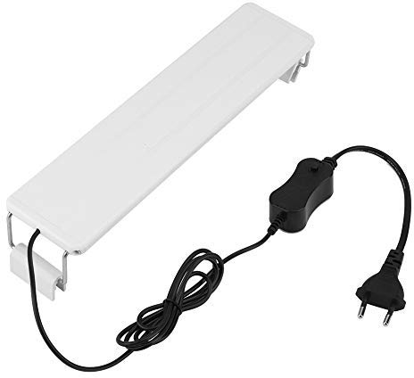 Akozon Aquarium LED Beleuchtung, 8W Aquariumbeleuchtung Lampe Weiß Licht mit Verstellbarer Halterung für 30cm-40cm Aquarium Lighting für Fisch Tank EU Stecker 220V
