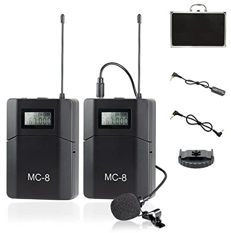 Sistema de Micrófono Inalámbrico UHF de 6 Canales Compatible con Cámaras DSLR y Videocámaras Teléfonos Utilizados para Las Noticias de Video Reunión de Entrevistas en Youtube