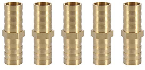 5pcs Raccord de Tuyau Droit à Deux Voies Raccord en Laiton Barbelé Connecteur de Tube Jonction 12mm