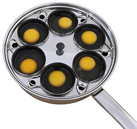 Egg Poacher Pan - Stainless Steel Poached Egg Cooker – Perfect Poached Egg Maker – Induction Cooktop Egg Poachers Cookware Set with 6 Nonstick Large PFOA FREE Egg Poacher Cups and Silicone Spatula…