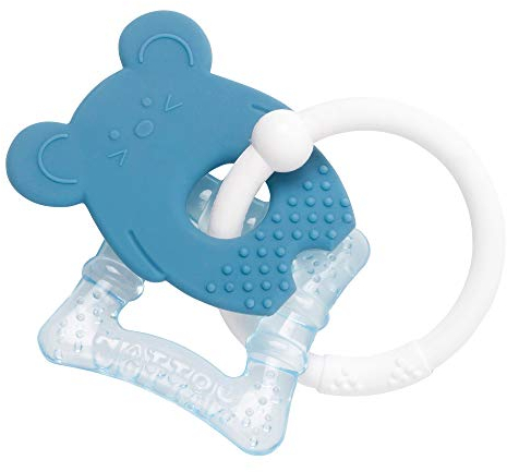 Nattou Kühlender Beißring aus Silikon, Maus, Wassergefüllt, BPA-frei, 13.5 x 10.5 x 15 cm, Silicon, Blau/Weiß