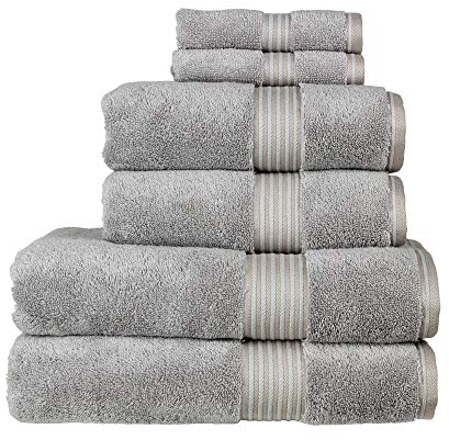 Christy Supreme Hygro 6 Piece Towel Set | Silver Grey | 100% Luxury Supima Cotton | Ultra Soft | Super Absorbent | 650GSM | 2 Bath Towels 2 Hand Towels 2 Face Cloths
