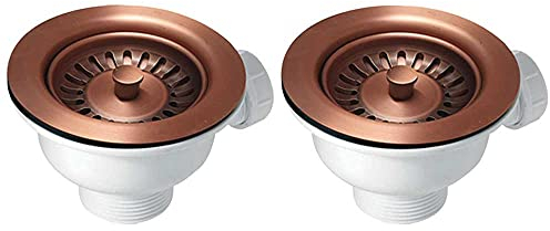 2X 90mm Antique Copper Strainer Waste for Astini, RAK, Rangemaster Ceramic Sink