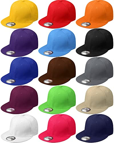 JaGely 15 Pack Snapback Hats for Men Hip Hop Style Hats Solid Baseball Adjustable Snapback Cap Flat Brim Baseball Caps(Fresh Colors)