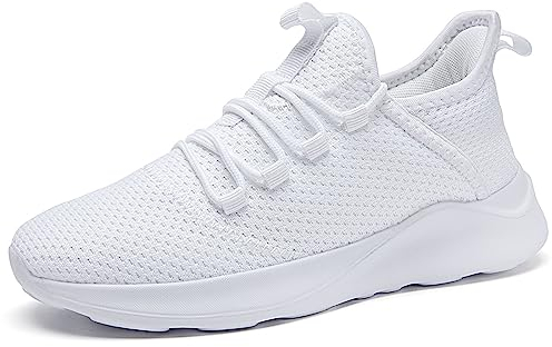 AZSDXS Laufschuhe Herren Atmungsaktive Sportschuhe Sneaker Turnschuhe Running Schuhe Straßenlaufschuhe Tennisschuhe Leichte Joggingschuhe Freizeit trainingsschuhe fitnessstudio Weiß 45