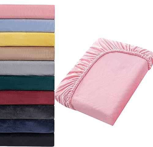 Soifox Jersey Warm Spannbettlaken 140x200cm bis 160x200cm Plüsch Fleece Samtweich Kuschelig Flauschig Cashmere Touch Bettlaken für Boxspringbett Topper Matratze Rosa mit Gummizug