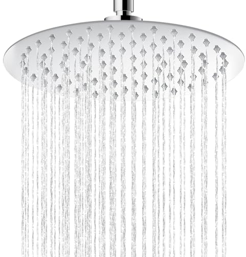 Soffione e doccia a pioggia 8 pollici in acciaio inox 304 regolabile, testa rotonda con effetto specchio lucido per parete o soffitto, soffione doccia da incasso 20 cm